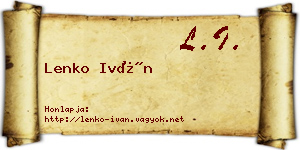 Lenko Iván névjegykártya